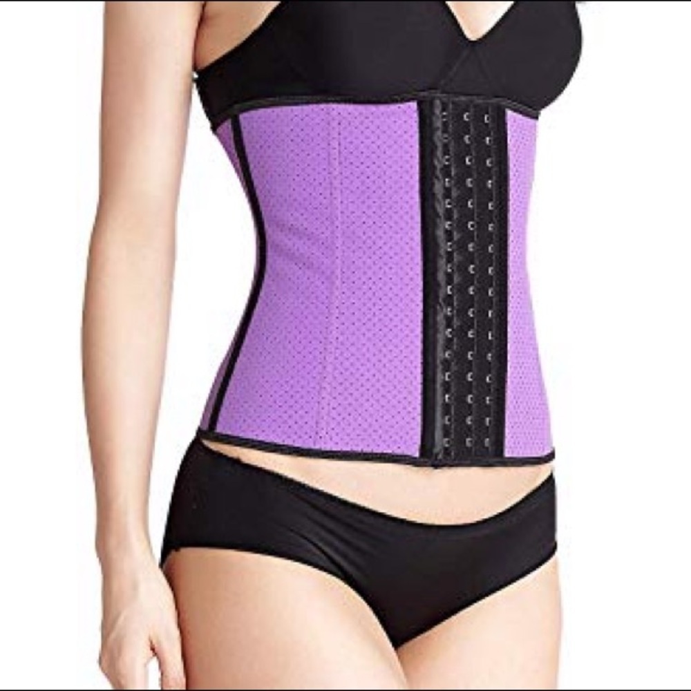 Breathable latex waist trainer color purple